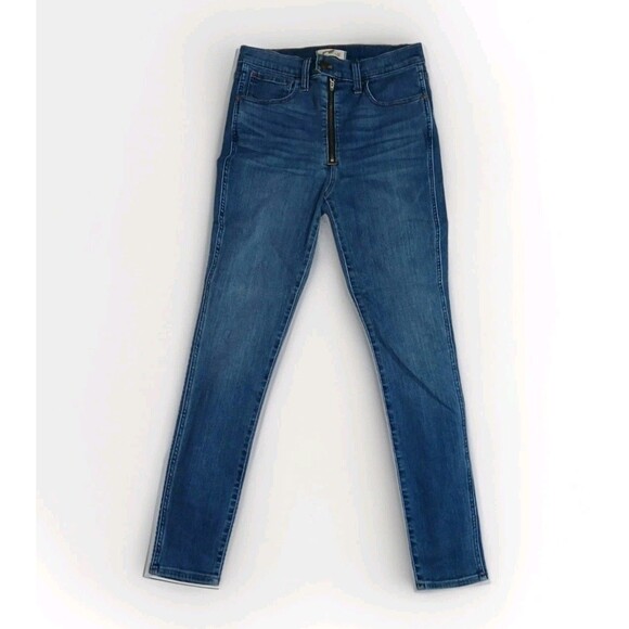 Madewell Jeans Road Tripper Size 28T Straight Leg Exposed Zipper Dark Blue - Picture 1 of 14
